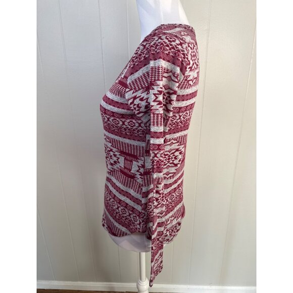 Rue21 Womens Red Patterned Long Sleeve Top M - Picture 2 of 5